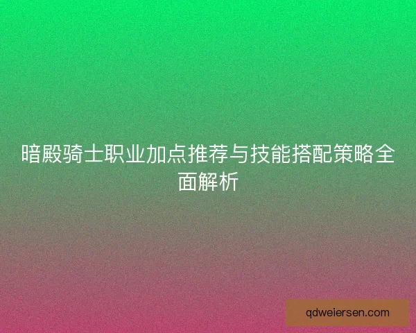 暗殿骑士职业加点推荐与技能搭配策略全面解析